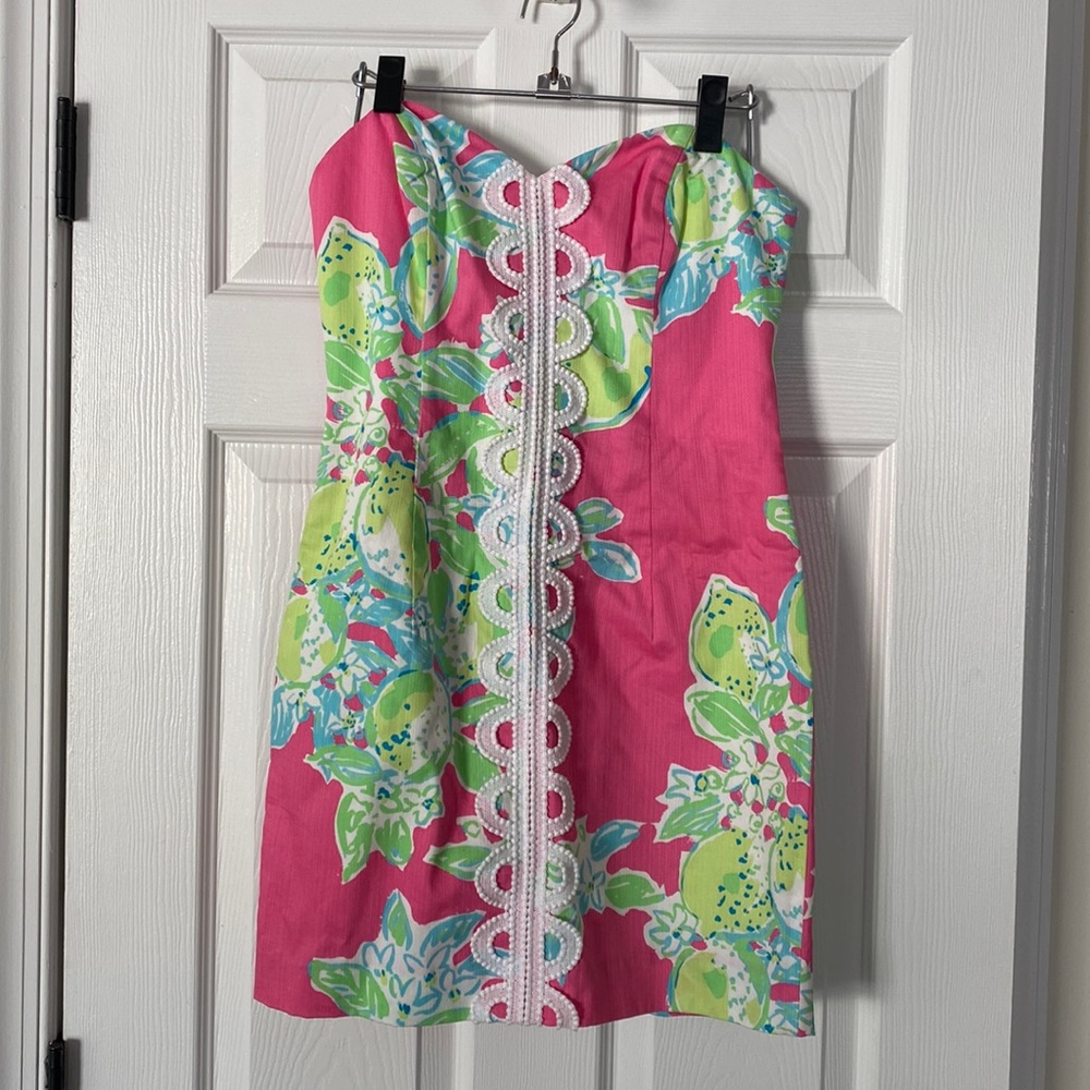 Lilly Pulitzer—pink lemonade strapless dress
